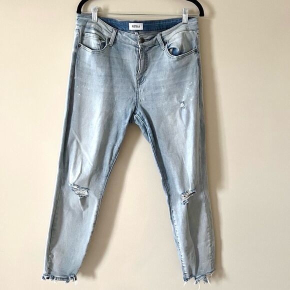 Pistola Arielle Skinny Paint Splatter Distressed Frayed Hem Jean size 12 - Picture 6 of 8